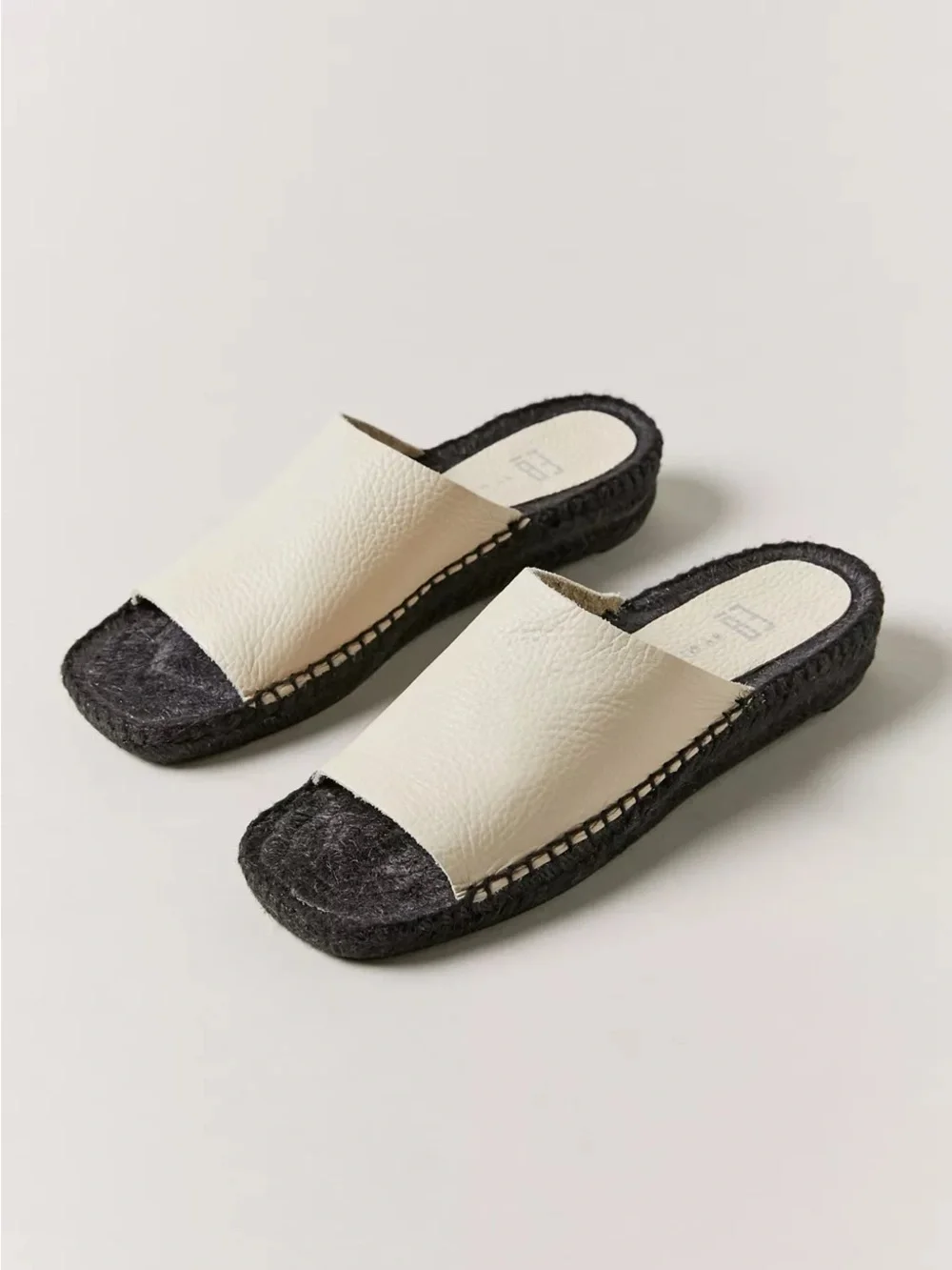 E8 By Miista Melina Grained Leather Cream Espadrille Sandals 7.5 EU 38 Classic